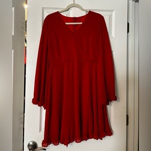 Burnt orange faux wrap dress